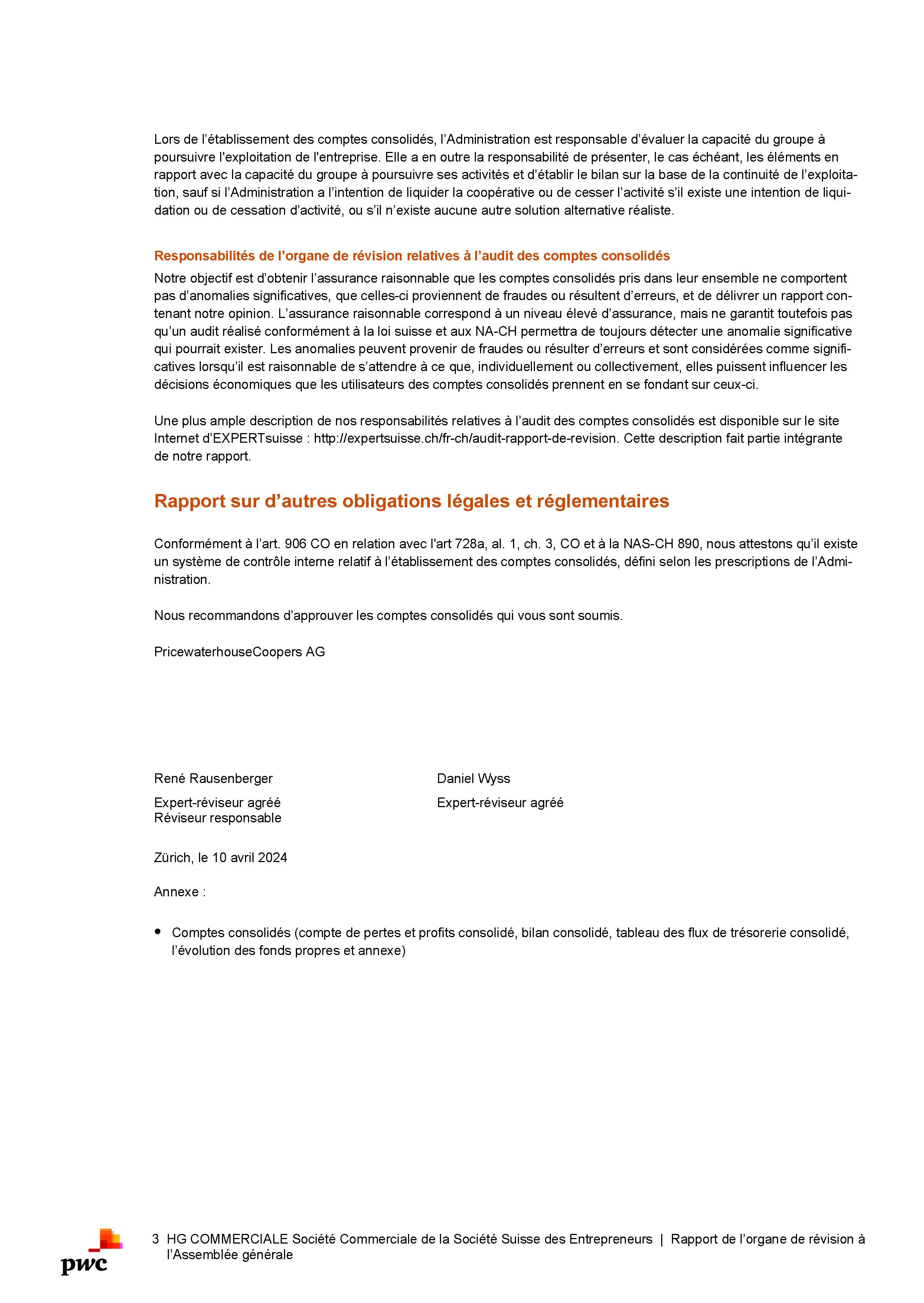 Revisionsbericht HG COMMERCIALE 2023 Gruppe F Seite 3