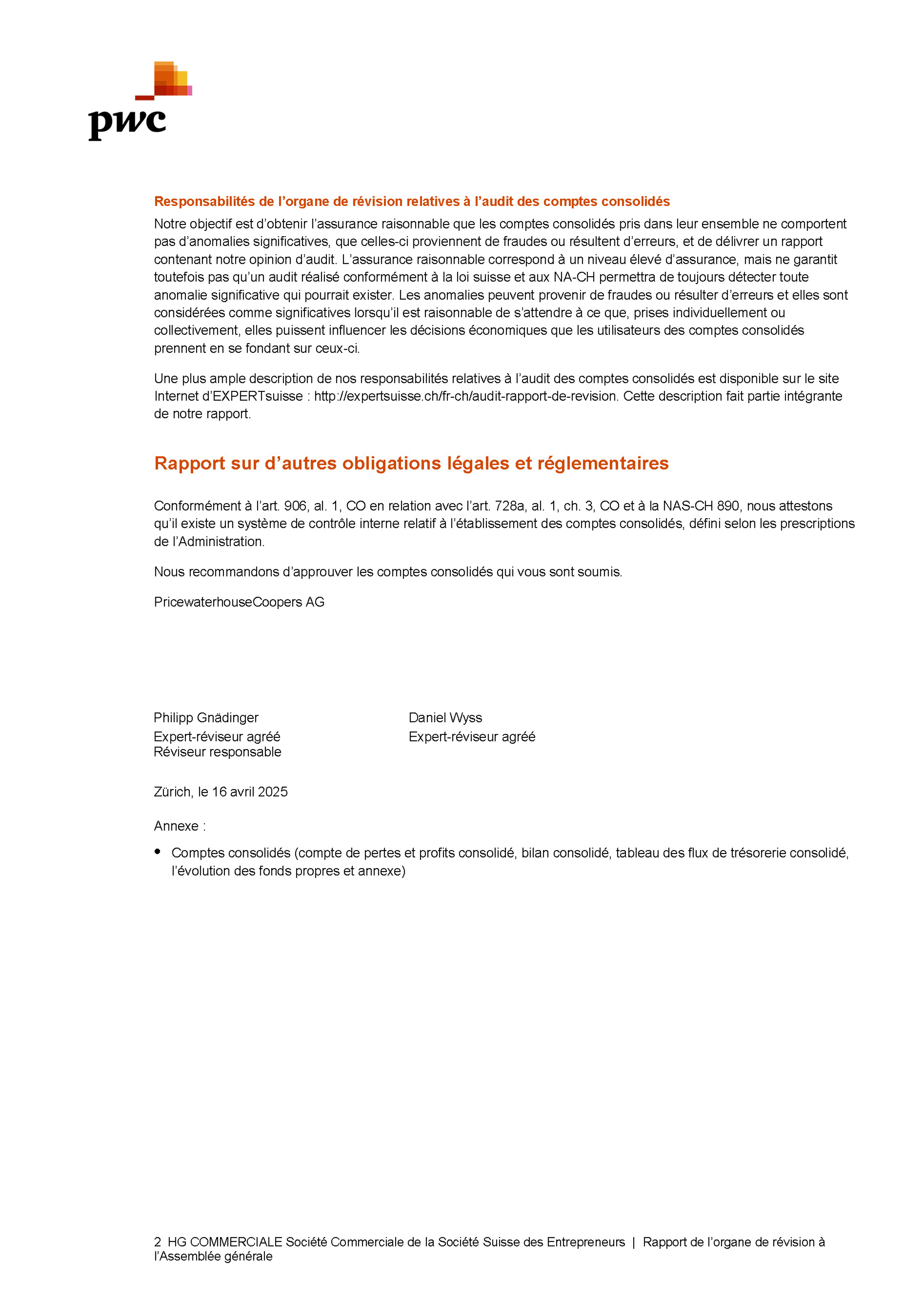 Revisionsbericht HG COMMERCIALE 2024 Gruppe F S.2