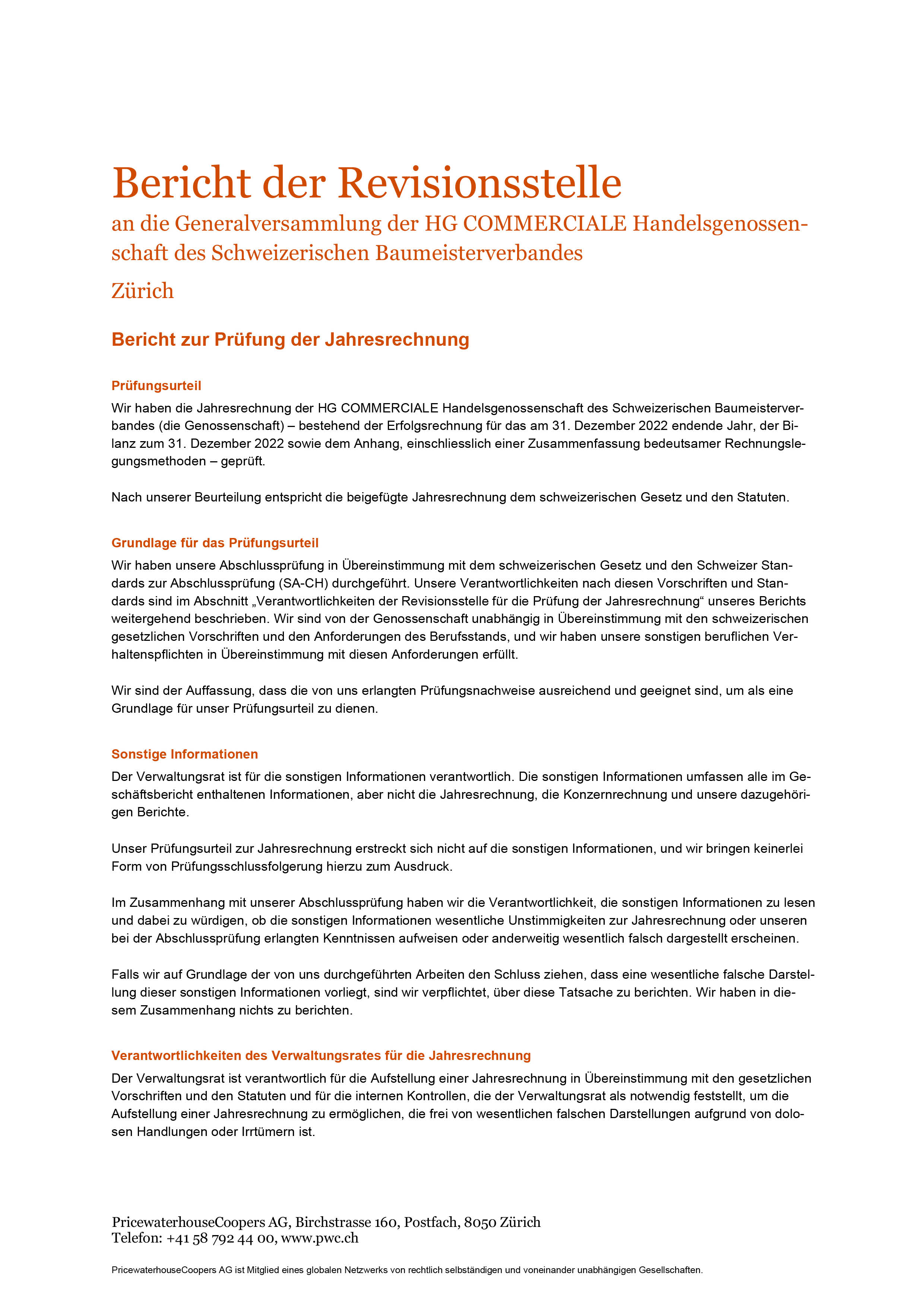 Revisionsbericht HG COMMERCIALE 2022 D 1