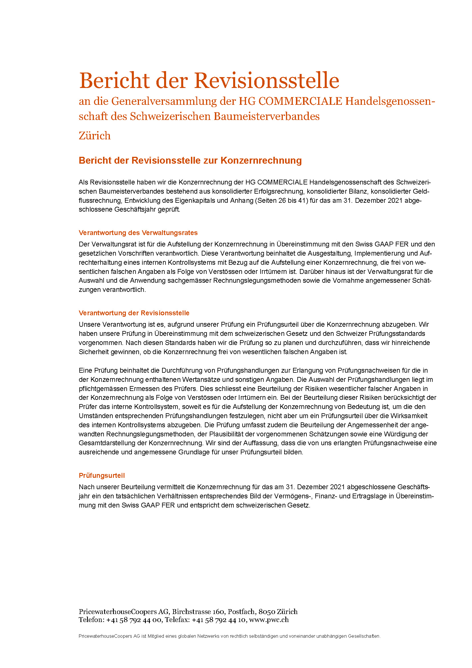 Seiten Aus HGC Revisionsbericht Gruppe 2021 D S1