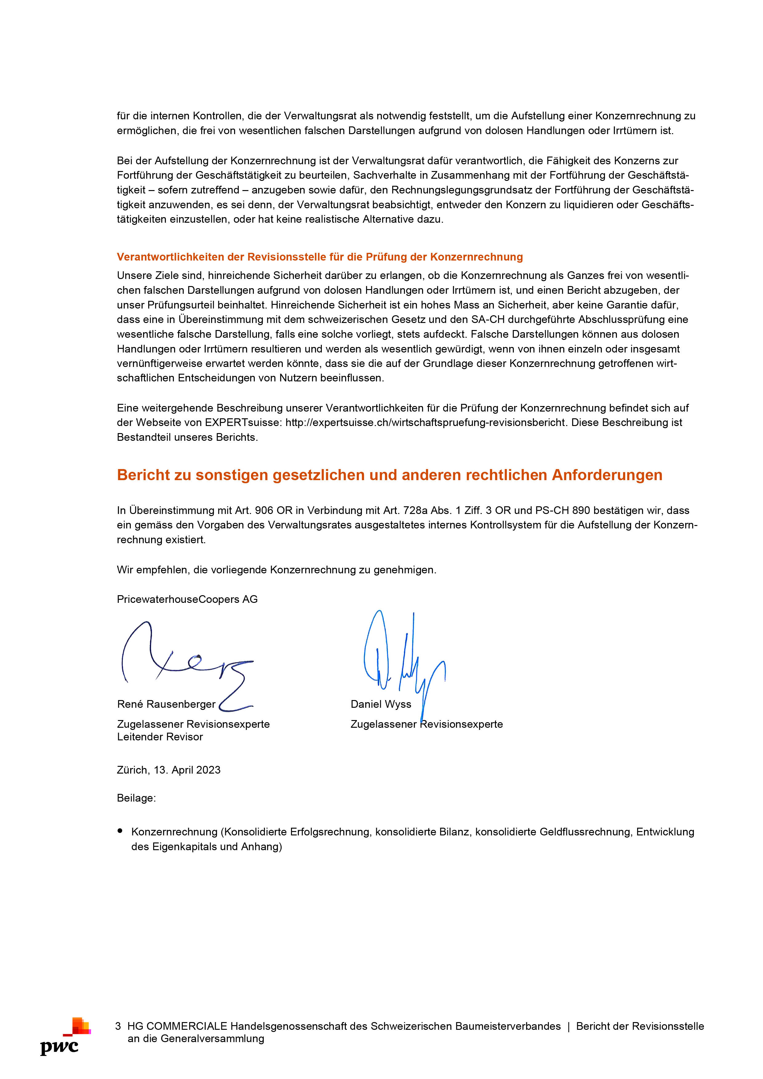 Revisionsbericht HG COMMERCIALE 2022 Gruppe D 2 Mit US