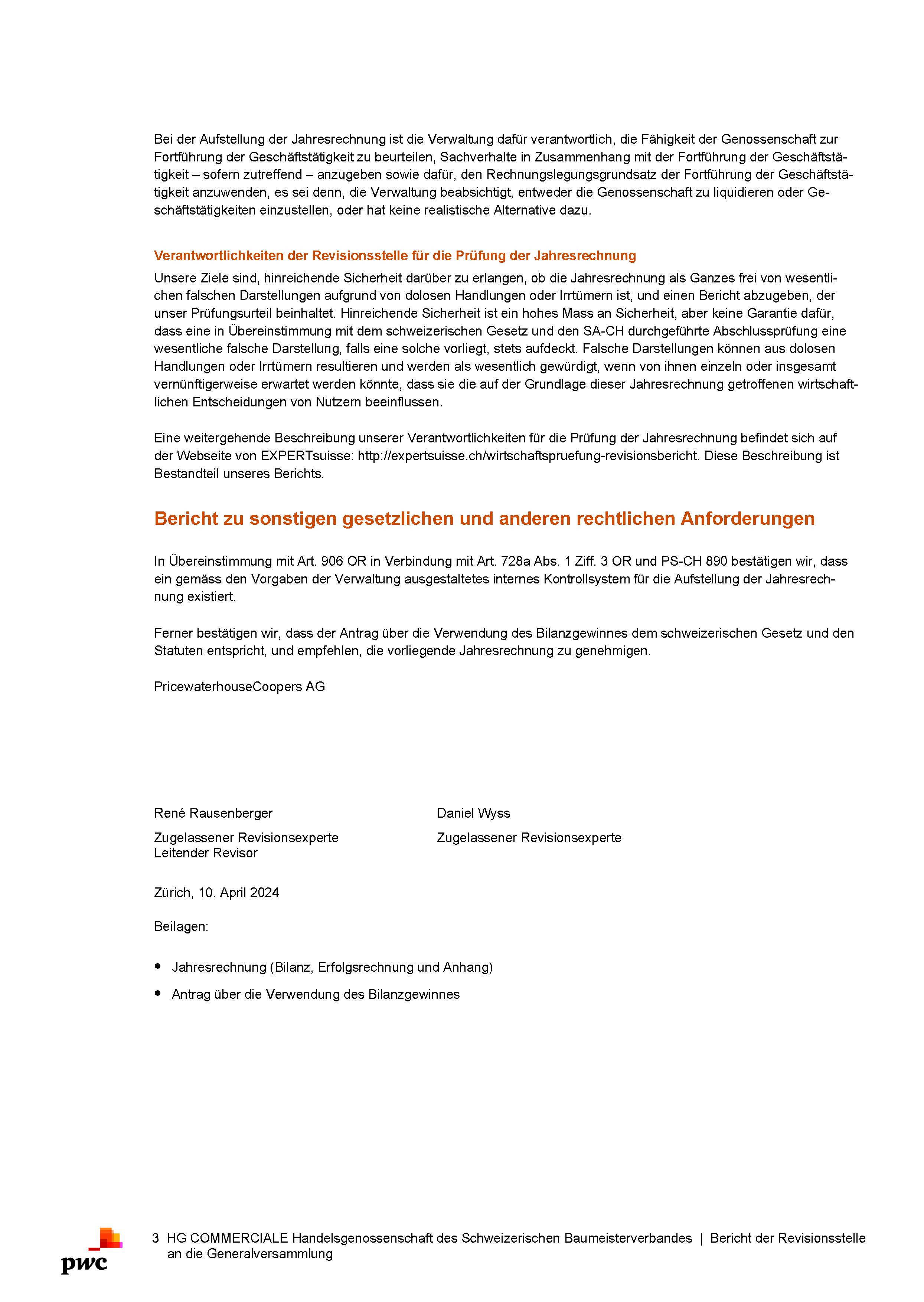 Revisionsbericht HG COOMERCIALE 31.12.2023 Einzel Seite 3