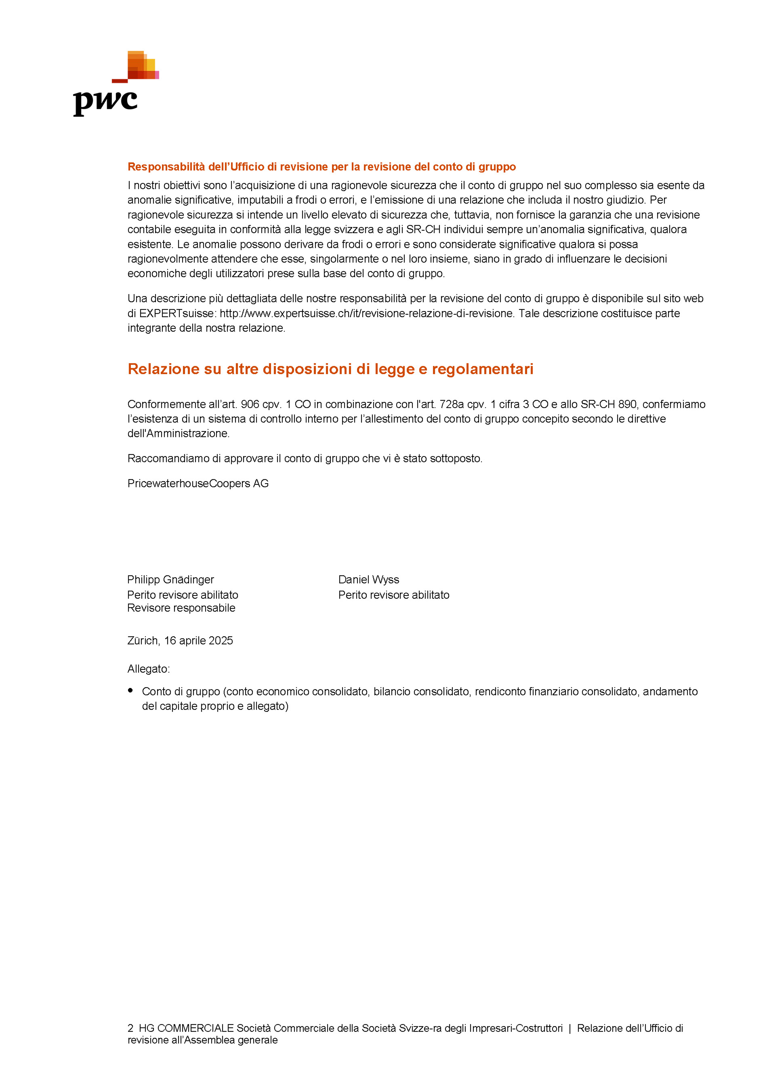 Revisionsbericht HG COMMERCIALE 2024 Gruppe I S.2