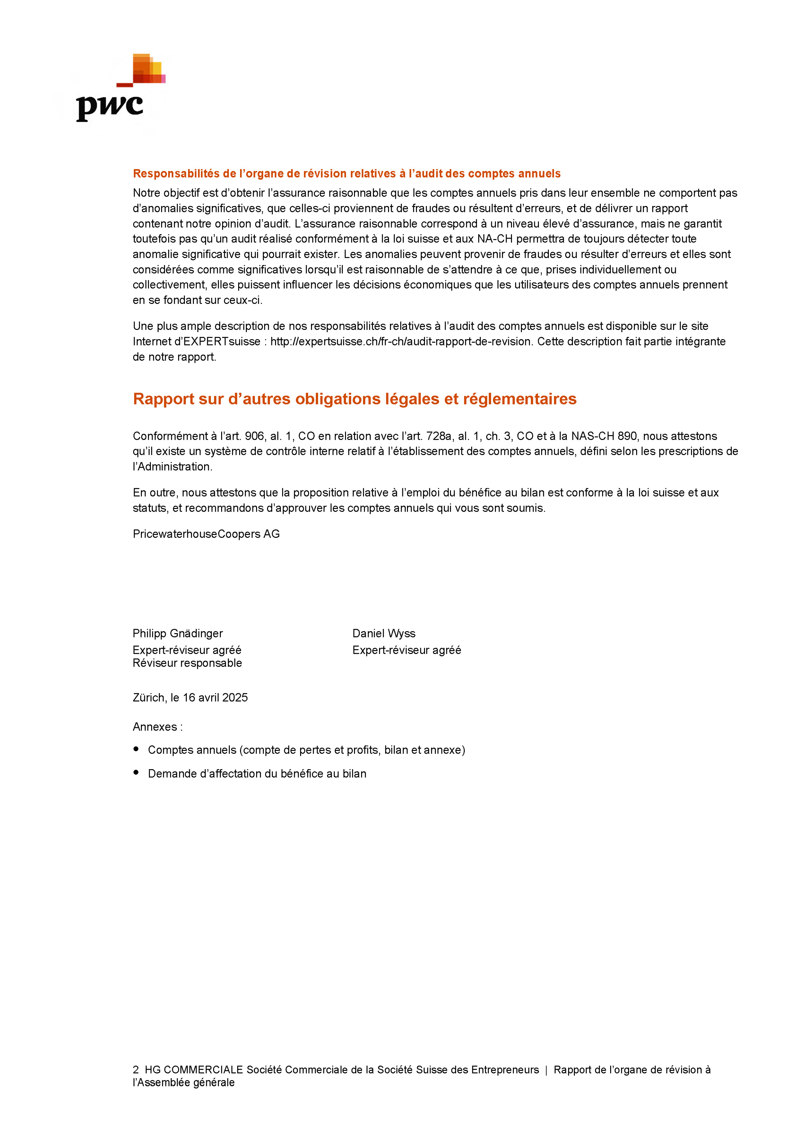 Revisionsbericht HG COMMERCIALE 2024 Einzel F S.2