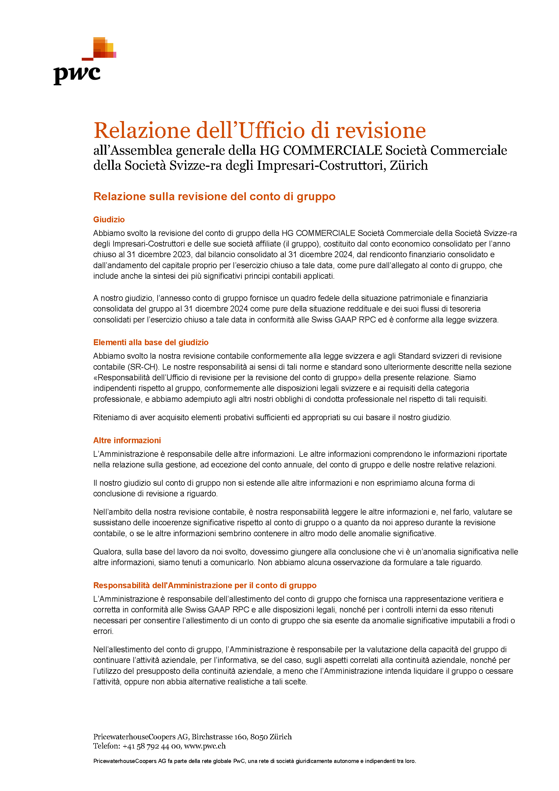 Revisionsbericht HG COMMERCIALE 2024 Gruppe I S.1