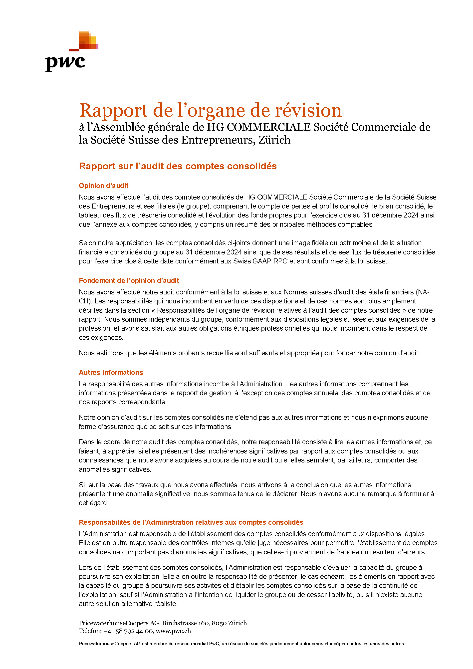 Revisionsbericht HG COMMERCIALE 2024 Gruppe F S.1