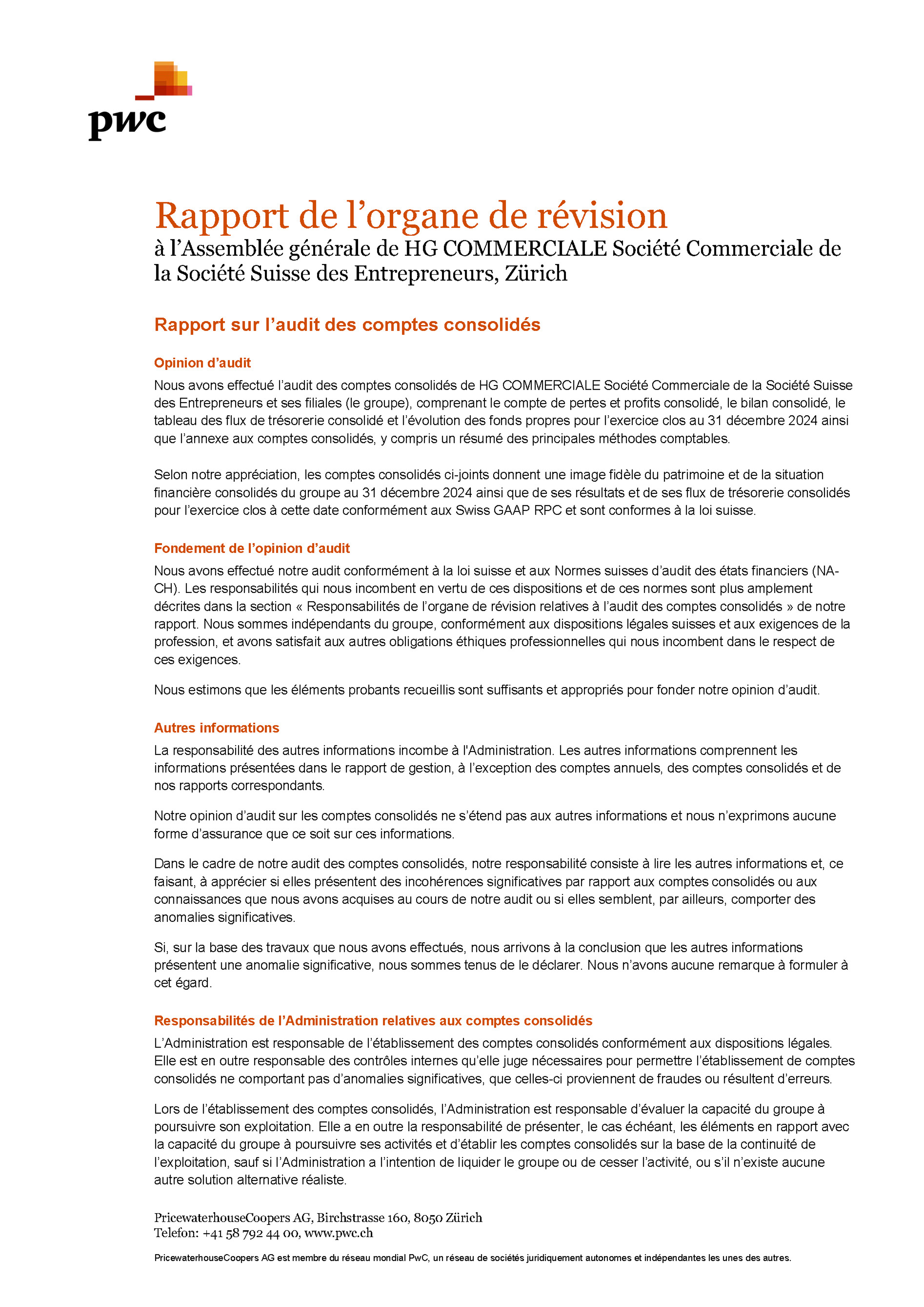 Revisionsbericht HG COMMERCIALE 2024 Gruppe F S.1