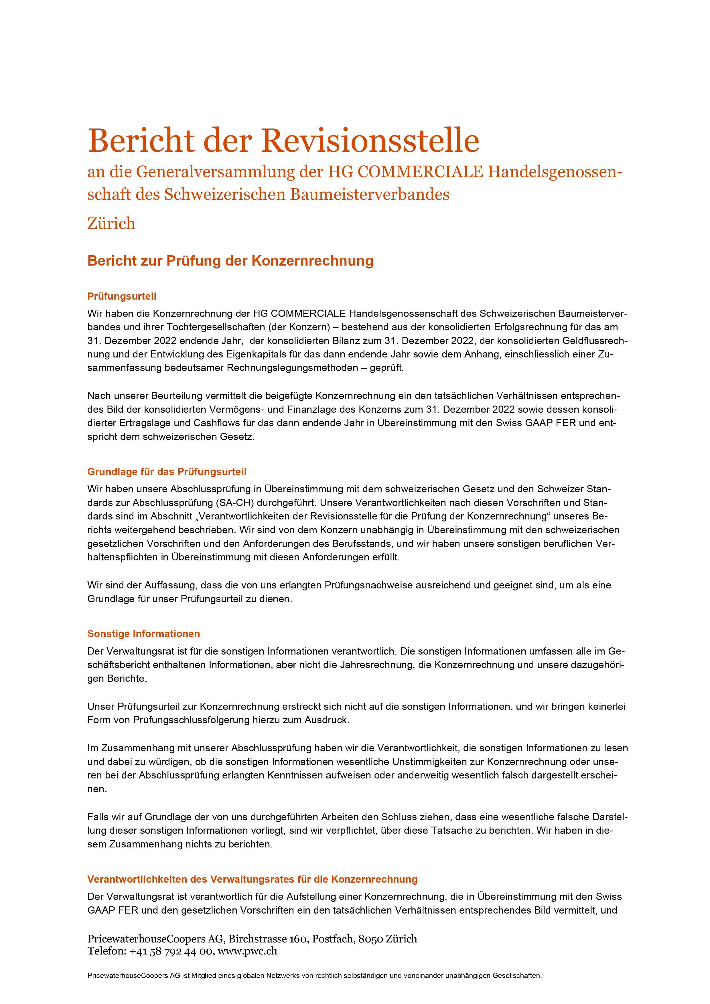 Revisionsbericht HG COMMERCIALE 2022 Gruppe D 1
