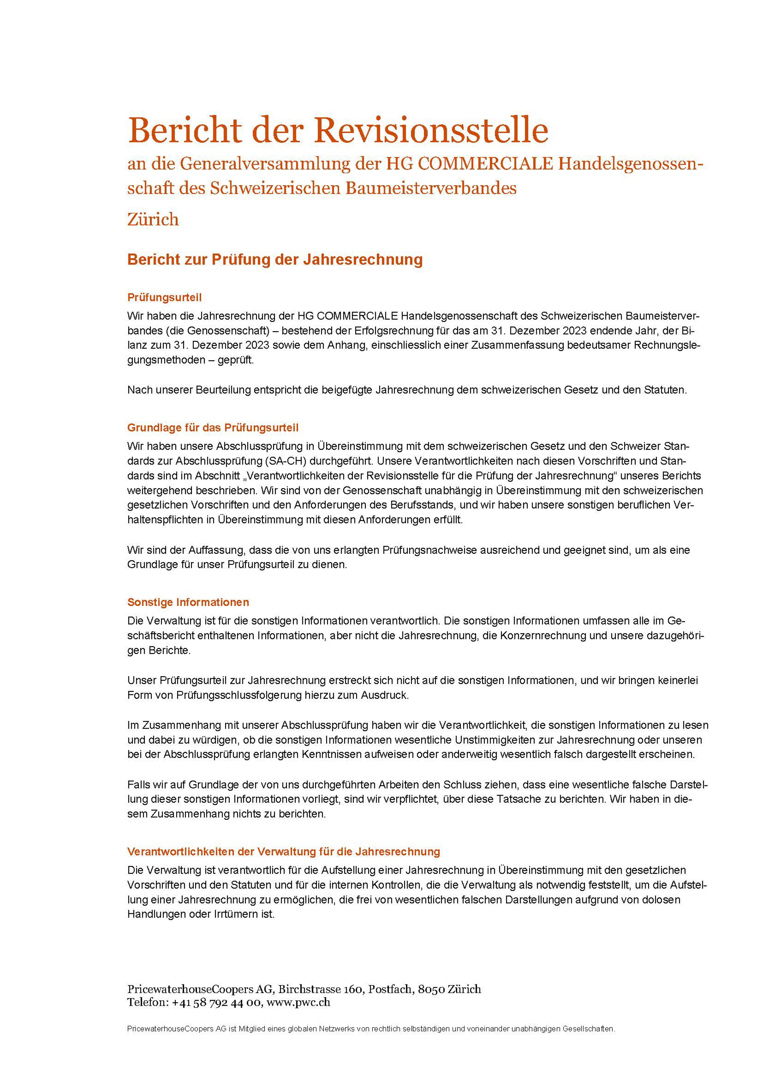 Revisionsbericht HG COOMERCIALE 31.12.2023 Einzel Seite 2