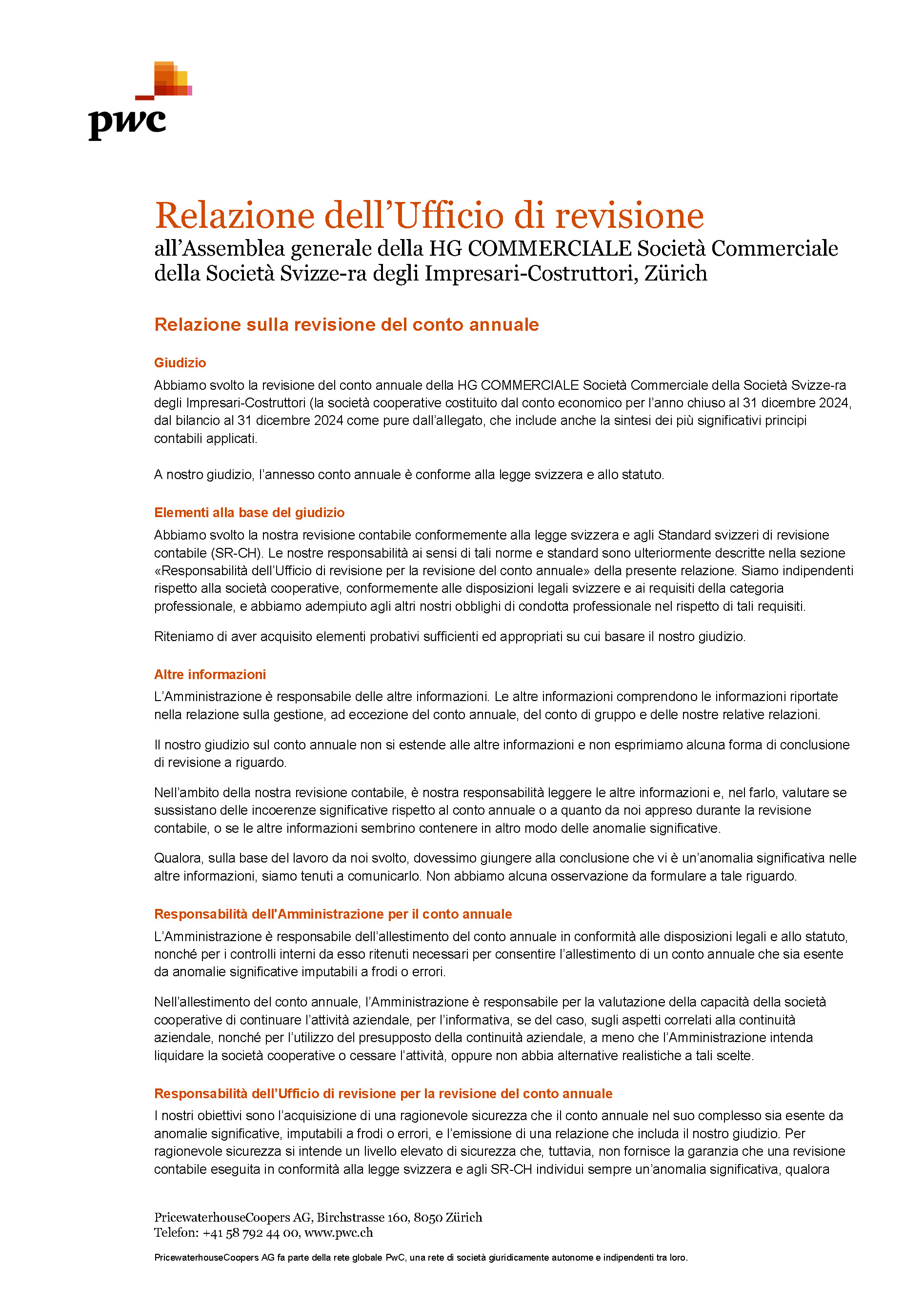 Revisionsbericht HG COMMERCIALE 2024 Einzel I S.1