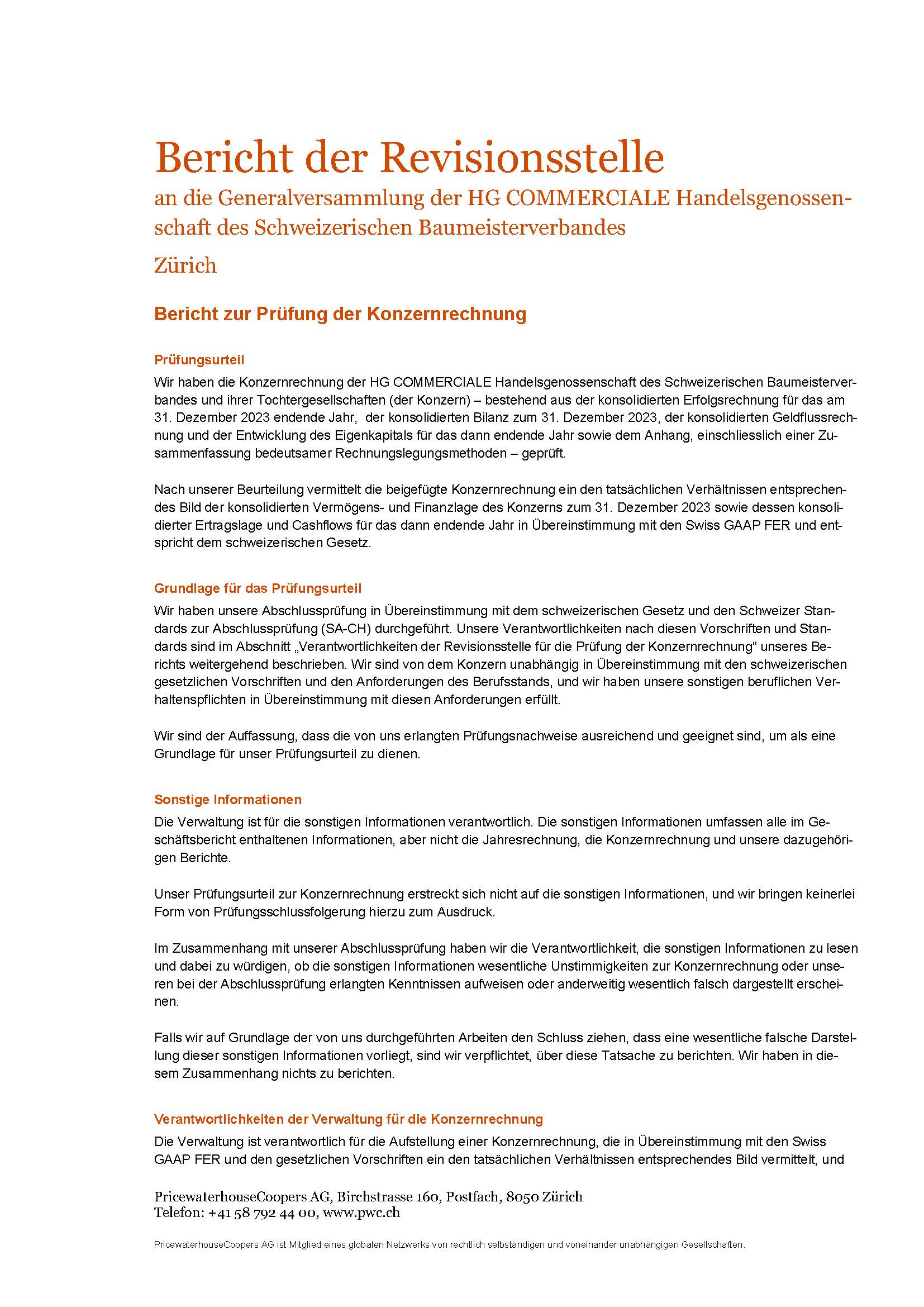 Revisionsbericht HG COMMERCIALE 31.12.2023 Gruppe Seite 2