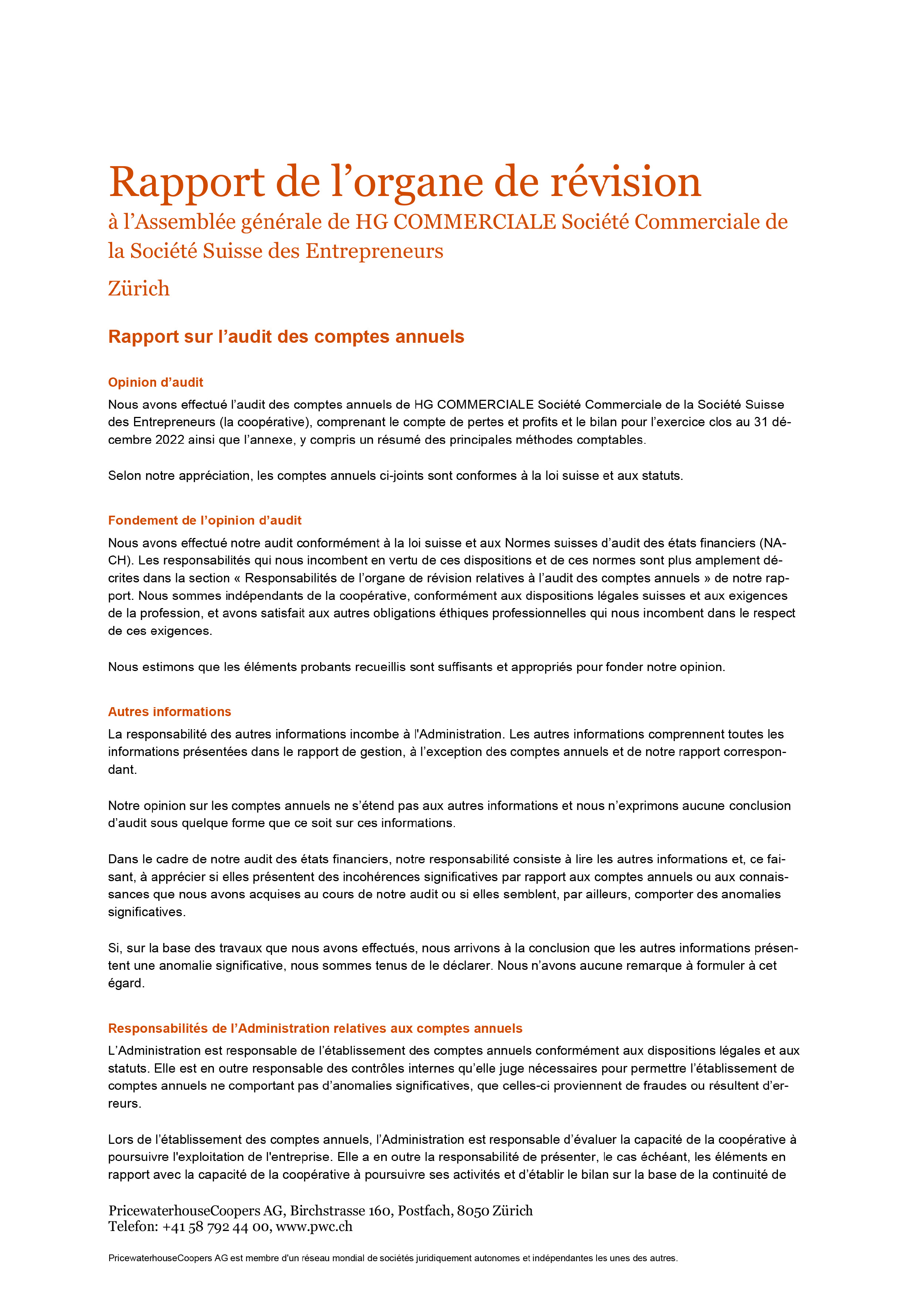 Revisionsbericht HG COMMERCIALE 2022 Einzel F 1