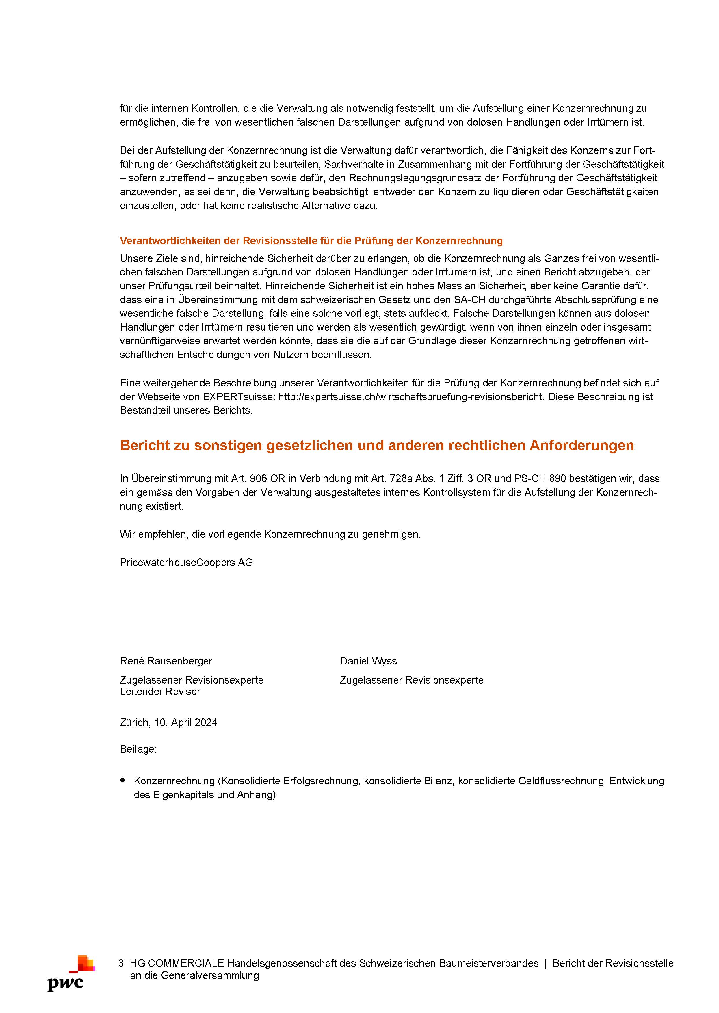 Revisionsbericht HG COMMERCIALE 31.12.2023 Gruppe Seite 3